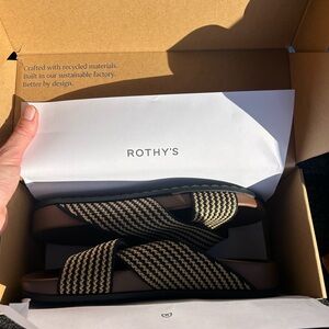 Rothy's Black and Tan Criss-Cross Sandals